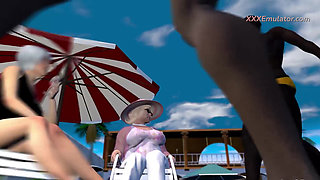 BBW Hairy Granny Fucked Hard by Two Monster BBC (3D Simulator)