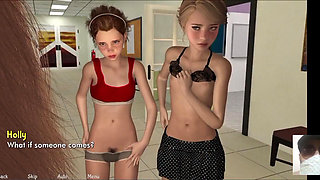 Four Lesbian 18 Plus Teen Fucks Each Other in the Village Hallway and Got Caught by the Teacher!