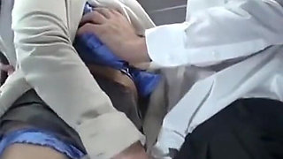 Crowded Bus Rush. Black Stockings Lady Feels Close Press, Curves Draw Eyes as She Guides It Closer - Part 2