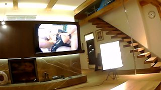 A Cuckold Watches His Wifes Porn Video. Then He Fucks Her On A Fucking Machine Until With She Squirts