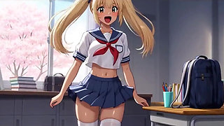 Naughty Blonde Student Ass up, Tits Out & Dripping Pussy Masturbation Ai Generated