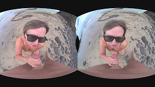 VR Outdoor POV Blowjob on the Public Beach