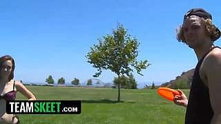 Teamskeet - virgin looking babe demonstrates off her trampy side by gobbling on dick like a pro