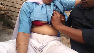 18 years virgin school girl big boob press by her step brother in outdoor Desi girl