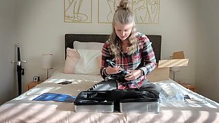 Amateur MILF Ginger Unboxes And Fucks Her New Sex Machine - Moaning Solo Toy Action