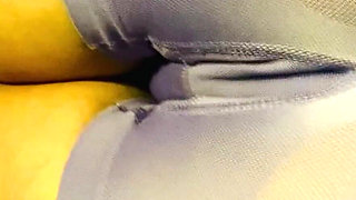 Perfect Cameltoe in Tight Purple Yoga Shorts
