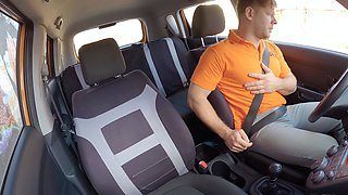 Fake Driving School Blonde MILF Georgia Koneva car sex