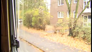 Sexy girl gets fucked after blowjob inside the delivery van