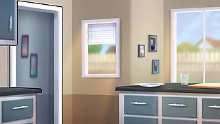 Summertime saga: stepson fingers his stepmom's pussy in the kitchen ep 179