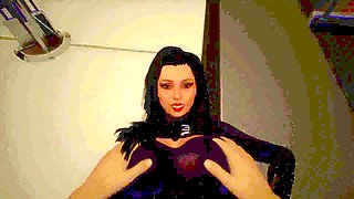 Interactive 3D cartoon porn game featuring a busty mom