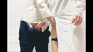 Real Nurse Helps Client Cum for Sperm Test - Hairy Mature MILF Lady Anna Gives Handjob & Creampie