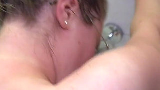 Family Quickie in the Bathroom, Stepbrother Also Wants to Fuck Her and Cum All Over Her Tits.