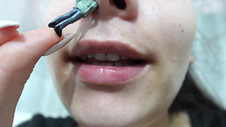 My Giantess Stepsister Puts Tiny Stepbrother in Her Nose as Punishment and Plays with Him