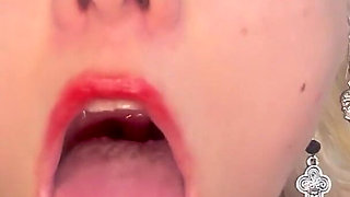 Lipstick Kisses and Blowjob Red Black Lips Deepthroat Sloppy