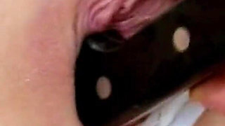 Blonde Babe Pleasures Herself with Kitchen Faucet