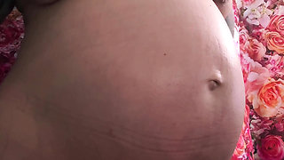 37 Week Pregnant Elizabethhunny Belly Lotion Rubbing