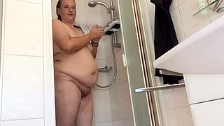 My pot-bellied pig in the shower