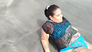 Chubby Latina What a Big Ass on the Beach