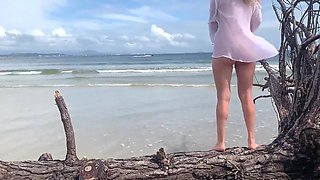 Sexy Busty MILF Flashes Her Charms To Seduce a Stranger & Then Lets Him Sodomize Her On the Beach