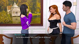 First-time fun at Dusklight Manor featuring big-boobed redhead and sexy brunette