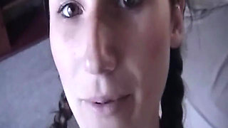 Brunette MILF Gives Sloppy Wet Blowjob with Dripping Saliva