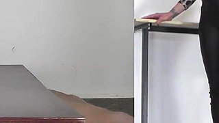 Slave's Orgasm Under Mistress Tatjana's White Boots Pp a