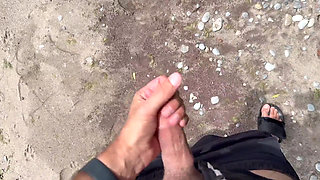 Public Double Facial After Fucking Husband and Friend at the Beach