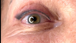 Milf extremely close up cumshot on eye orgasm