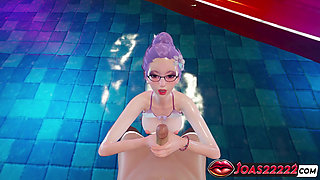 Hot Tsukiyama Pool 3D Hentai - Two Hands Handjob In Water, Frenulum Licking & Deepthroat Cumshot