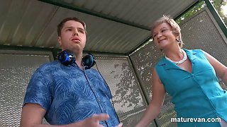 Hairy Granny Picks up Shy Virgin Boy in the MatureVan