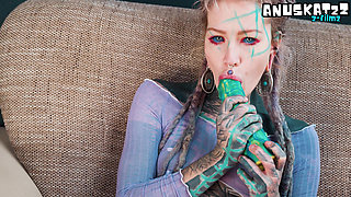 Tattooed Hippie Anal Fuck Herself with Dildo with Big Dick