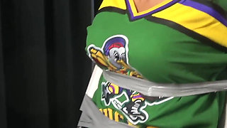 Latina in: Hockey Team Member Taped up to a Chair and Tape Gagged! (4k)
