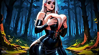 Goth White Hair Big Tits Ass Slut Blowjob and Fuck Night Forest (100% AI Generated)