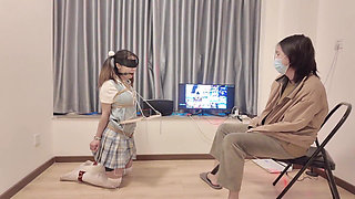 Hs021-an Asian Girl in School Uniform Was Disciplined