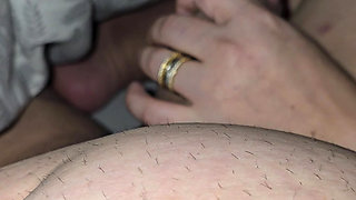 Step mom hand slip into step son big dick in erection for a handjob fun