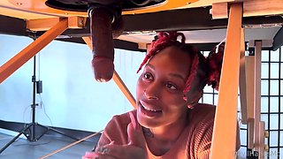 Amateur ebony goddess milks big black cock gloryhole style