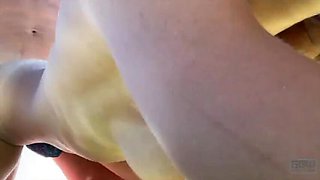 Sexy Couple Has Sex on the Beach in Thongs – Big Natural Tits Blowjob