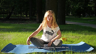 Sexy Russian Girl Smoking Cigarette Relaxed Outdoors