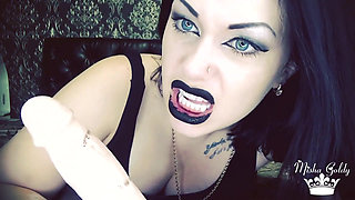 Hungry vampirella biting hard your cock with strong perfect teeth! On Russian language!