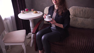 Drink Your Tea While I Tease You with My Perfect Ass in Leather Pants