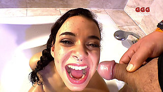 Ggg - Piss Slut Swallows Multiple Loads in the Bathtub