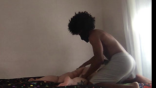 Big Ass Busty Grandma Legs Spread High for Big Black Cock.