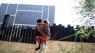 Skinny Spanish Girl Magia Rosa Outdoor Blowjob and Doggy Style Sex in City Woods