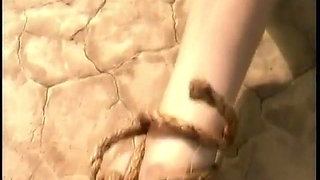 Stunning blonde with huge tits gets a nice anal fuck from a cowboy in desert