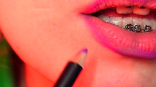 ASMR slowly lipstick tease