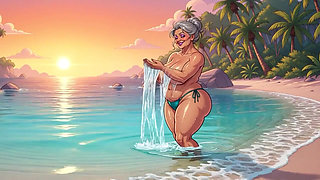Topless Chubby Matures at Beach
