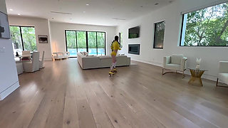 Hairy Bush Teen Railed by Stepdad for Roller Skating in the House