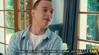 Mature4k. she should be cleaning, but instead she's masturbation me off with her Big Tits.