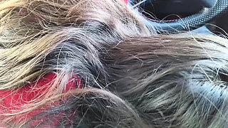 Girlfriend giving blowjob to her boyfriend in car sex in public