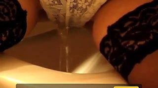 Toilet Pissing Through Lace